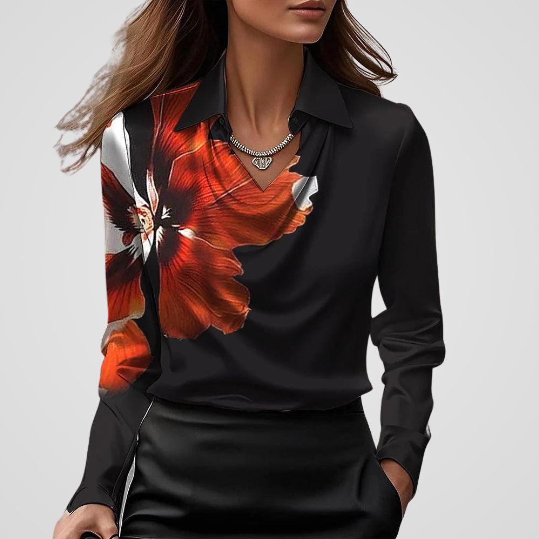Draped Neck Satin Blouse for Women - Elegant Satin Fabric Top for Casual or Dressy Occasions