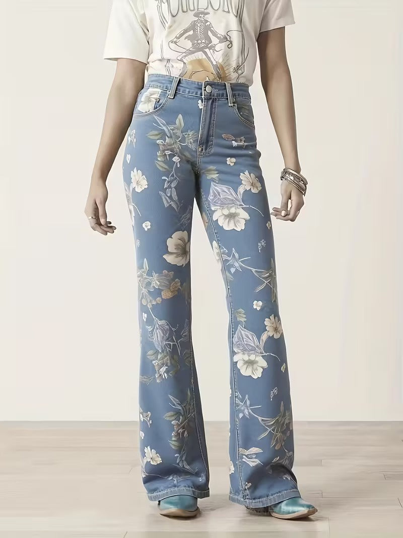Floral Print Women's Trousers - Lightweight Cotton Casual Pants for Everyday Wear
