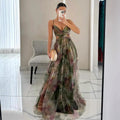 Floral Sleeveless Formal Dress for Women - Cut-Out Design, Perfect for Weddings and Special Occasions