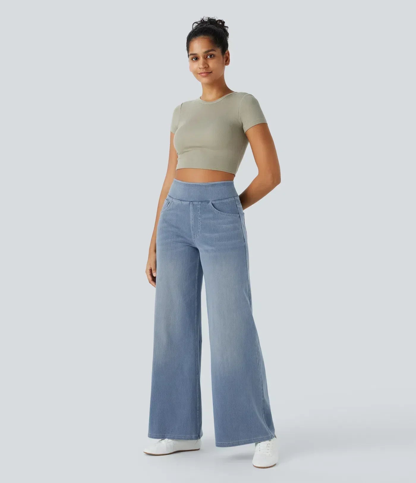 High Elastic Waist Women's Wide Leg Pants - Comfortable Casual Trousers for Everyday Wear