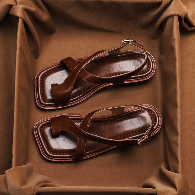 Italian Leather Cross Strap Sandals for Women - Comfortable Summer Footwear in Stylish Design