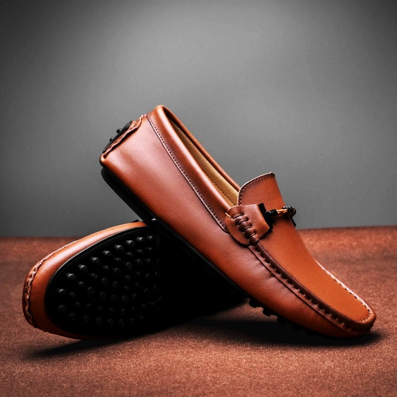 Italian Leather Driving Shoes for Men - Casual Slip-On Design for Everyday Comfort and Style
