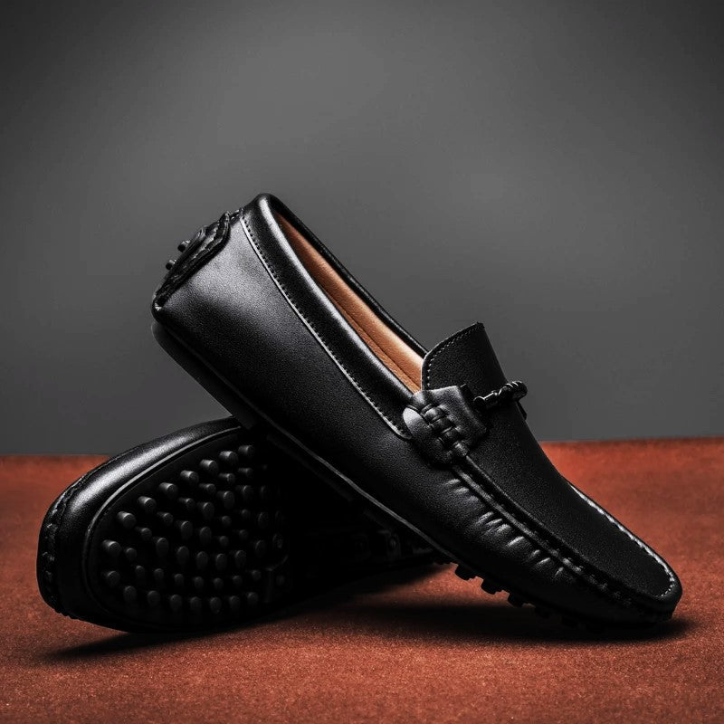 Italian Leather Driving Shoes for Men - Casual Slip-On Design for Everyday Comfort and Style