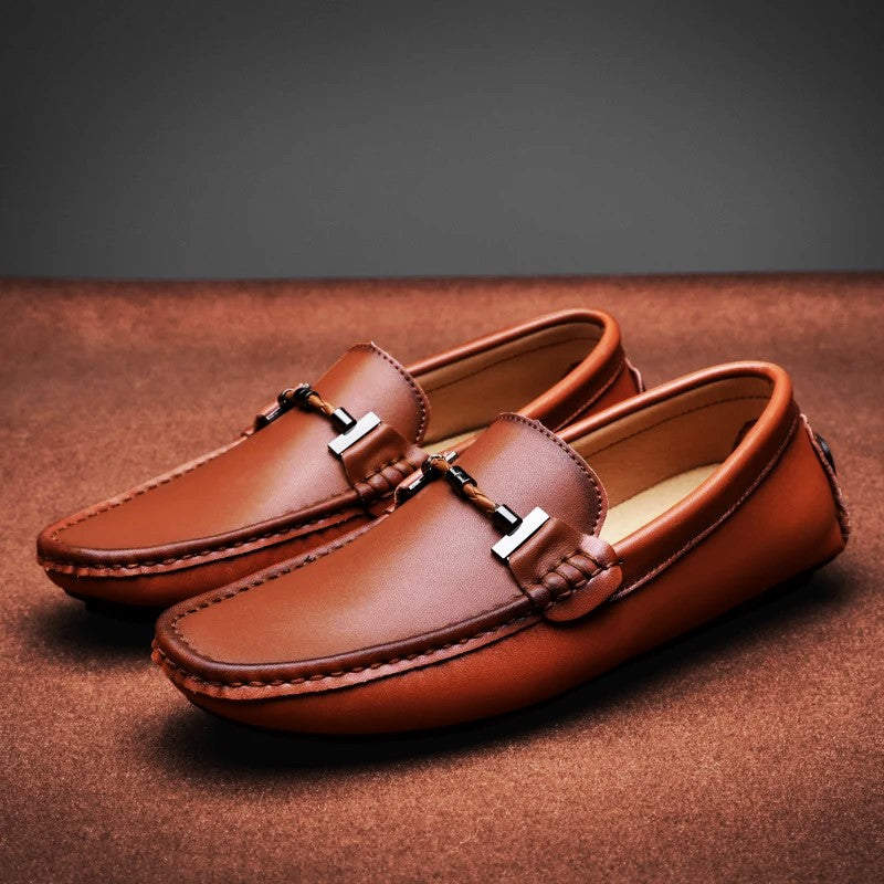 Italian Leather Driving Shoes for Men - Casual Slip-On Design for Everyday Comfort and Style