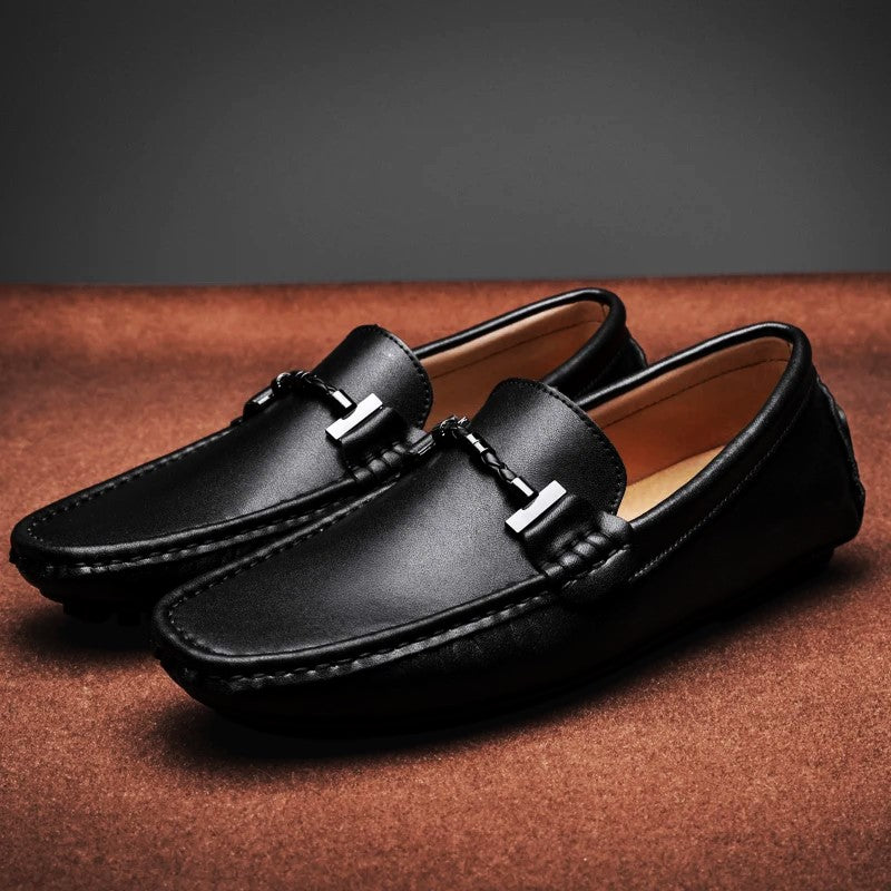 Italian Leather Driving Shoes for Men - Casual Slip-On Design for Everyday Comfort and Style