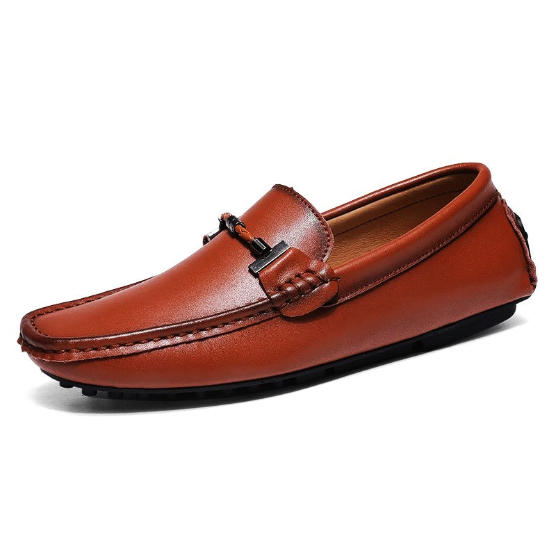 Italian Leather Driving Shoes for Men - Casual Slip-On Design for Everyday Comfort and Style