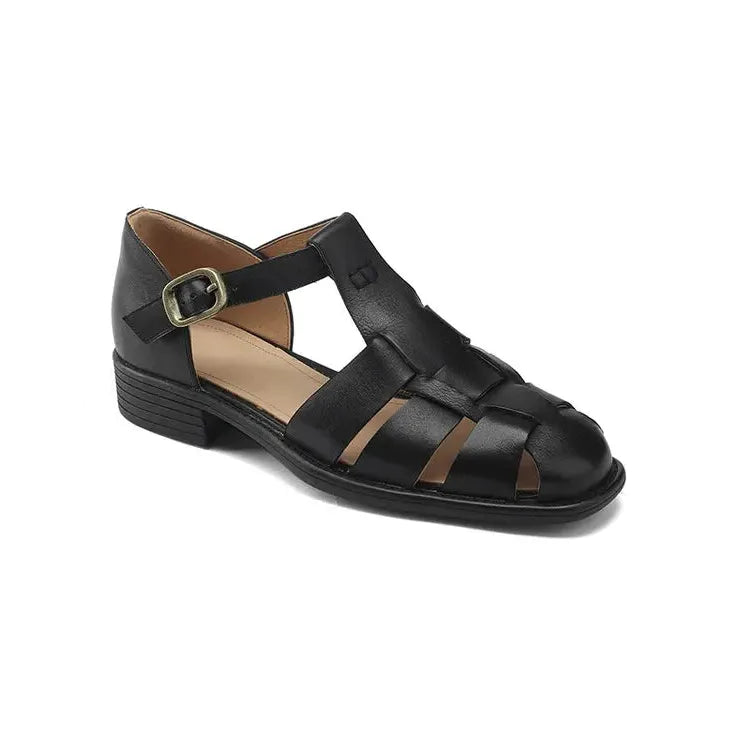 Italian Leather Flat Sandals for Women - Adjustable Straps, Comfortable Summer Footwear for Everyday Wear