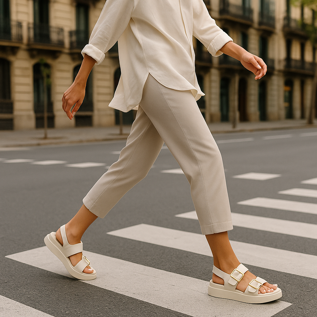 Italian Leather Platform Sandals for Women - Comfortable Summer Footwear with Elevated Design