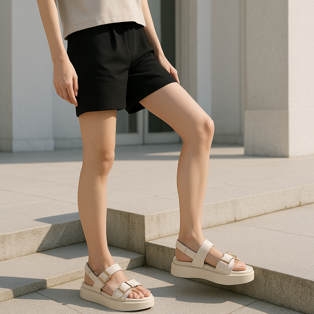 Italian Leather Platform Sandals for Women - Comfortable Summer Footwear with Elevated Design