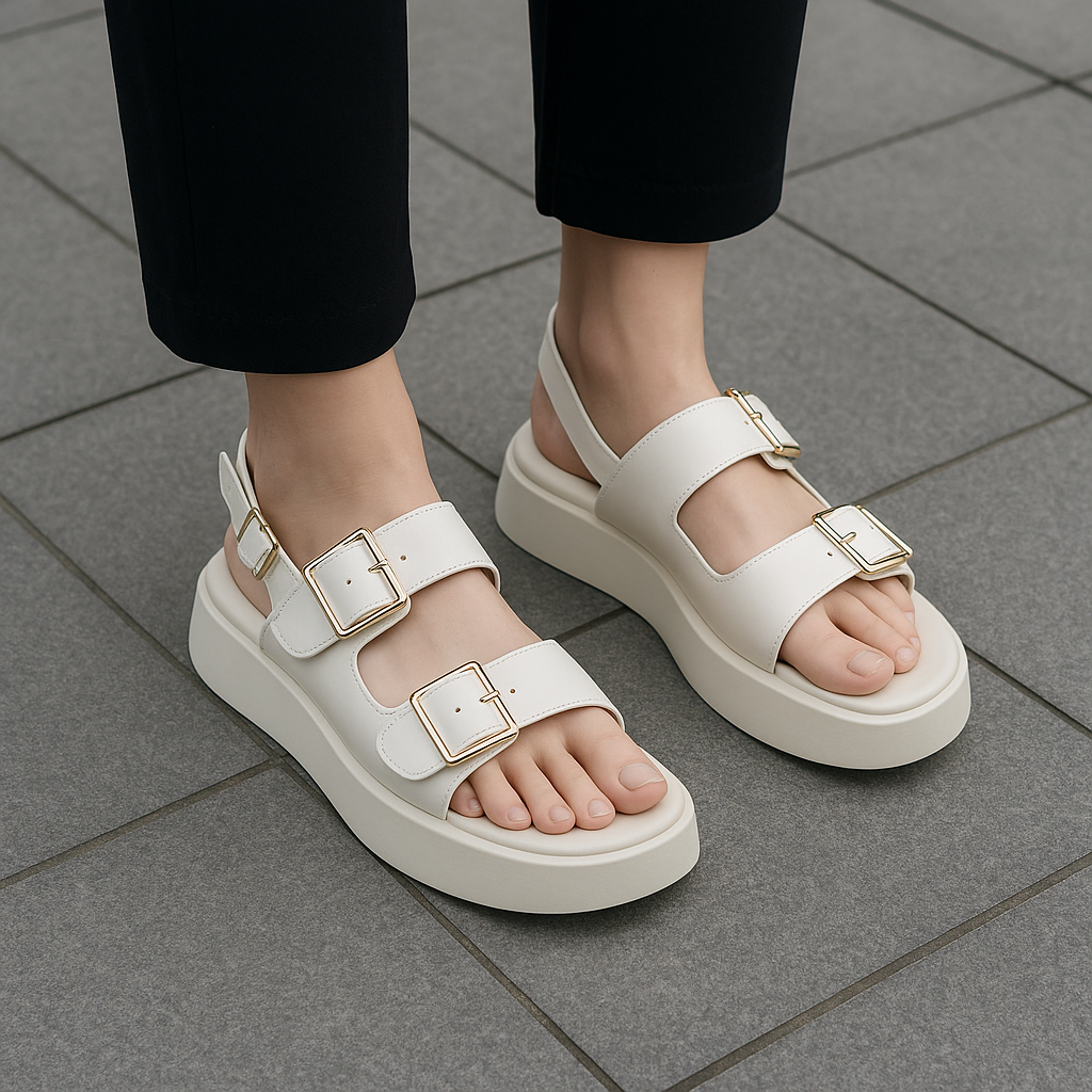 Italian Leather Platform Sandals for Women - Comfortable Summer Footwear with Elevated Design