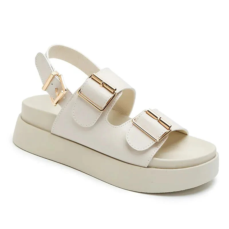 Italian Leather Platform Sandals for Women - Comfortable Summer Footwear with Elevated Design