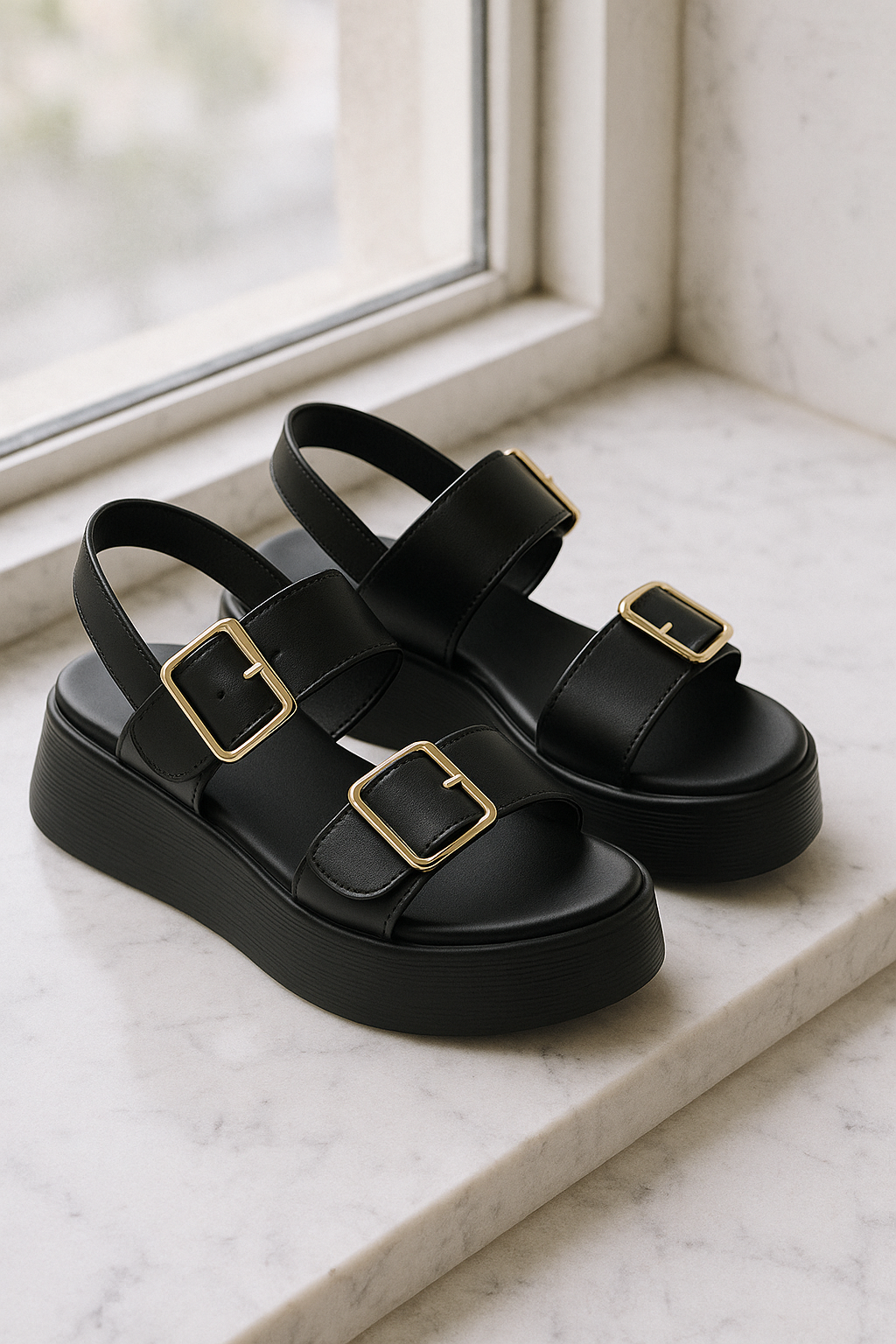 Italian Leather Platform Sandals for Women - Comfortable Summer Footwear with Elevated Design