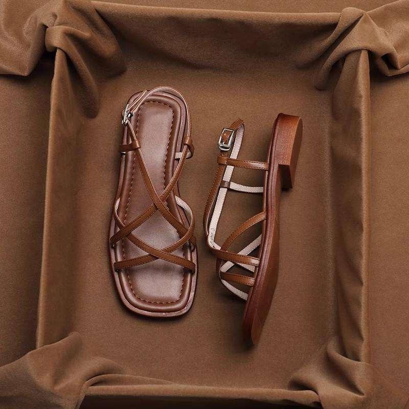 Italian Leather Sandals for Women - Adjustable Strap Design - Comfortable Summer Footwear