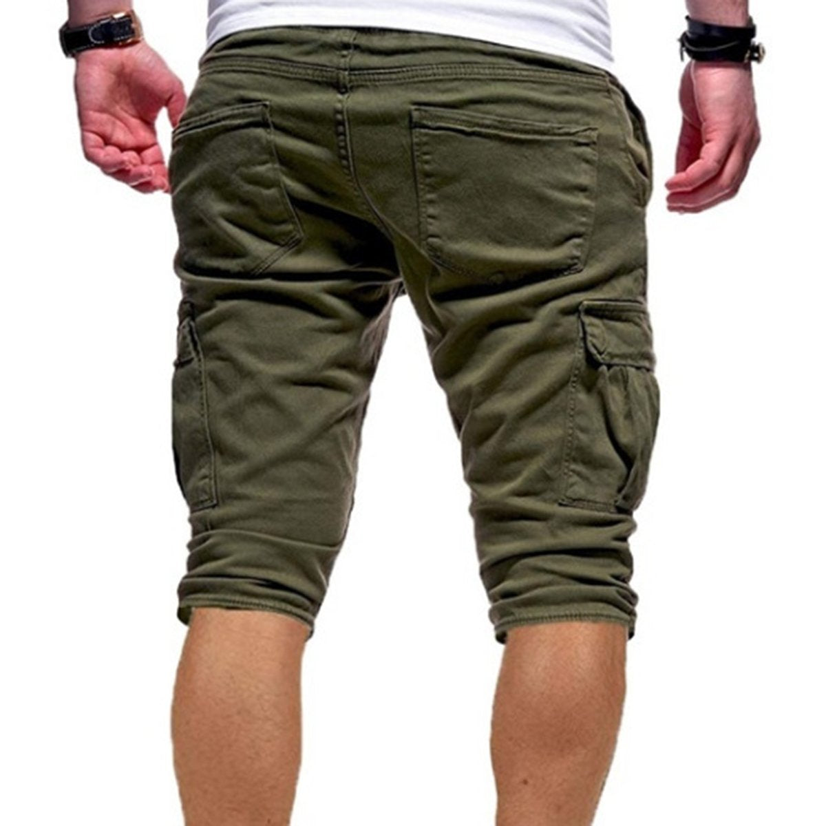 Men's Cargo Shorts with Pockets and Drawstring Waist for Outdoor Activities - Comfortable Cotton Blend Design
