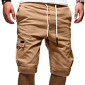 Men's Cargo Shorts with Pockets and Drawstring Waist for Outdoor Activities - Comfortable Cotton Blend Design