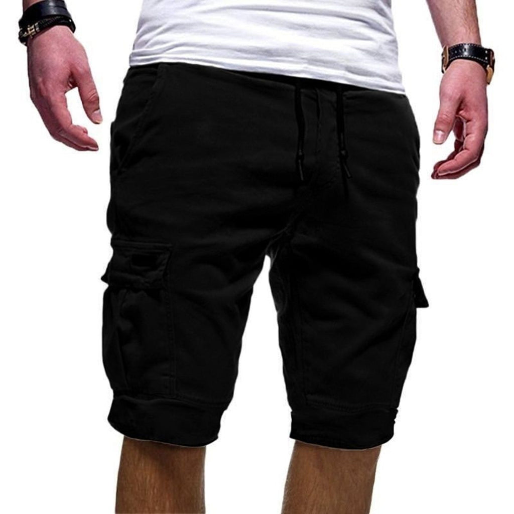 Men's Cargo Shorts with Pockets and Drawstring Waist for Outdoor Activities - Comfortable Cotton Blend Design