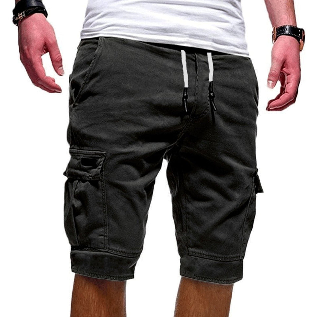 Men's Cargo Shorts with Pockets and Drawstring Waist for Outdoor Activities - Comfortable Cotton Blend Design