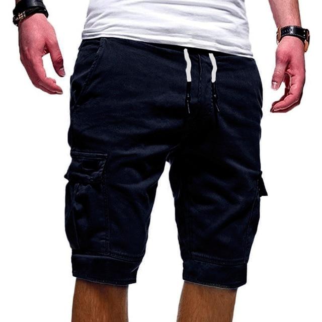 Men's Cargo Shorts with Pockets and Drawstring Waist for Outdoor Activities - Comfortable Cotton Blend Design