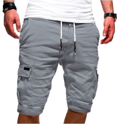 Men's Cargo Shorts with Pockets and Drawstring Waist for Outdoor Activities - Comfortable Cotton Blend Design