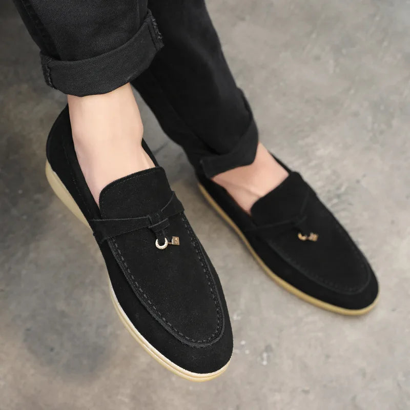Men's Cow Suede Loafers | Comfortable Casual Slip-On Shoes | Versatile Everyday Footwear for Men
