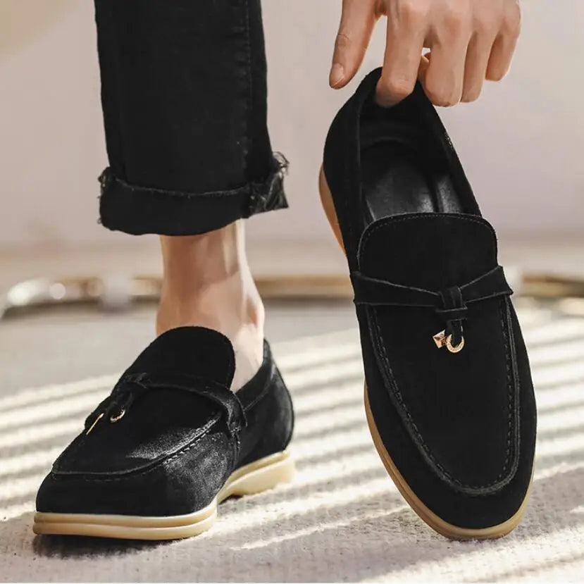 Men's Cow Suede Loafers | Comfortable Casual Slip-On Shoes | Versatile Everyday Footwear for Men