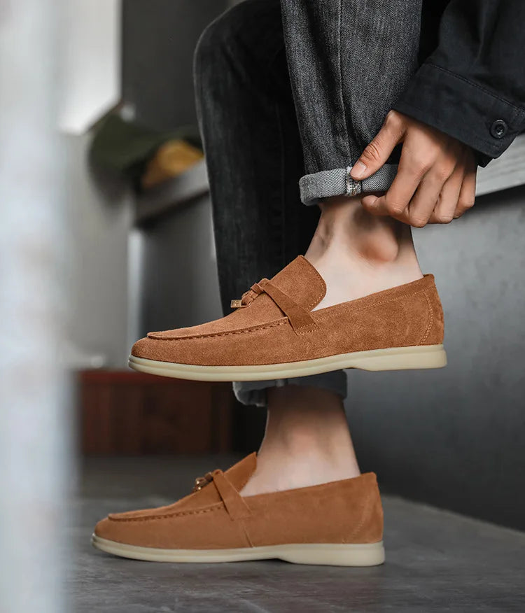 Men's Cow Suede Loafers | Comfortable Casual Slip-On Shoes | Versatile Everyday Footwear for Men