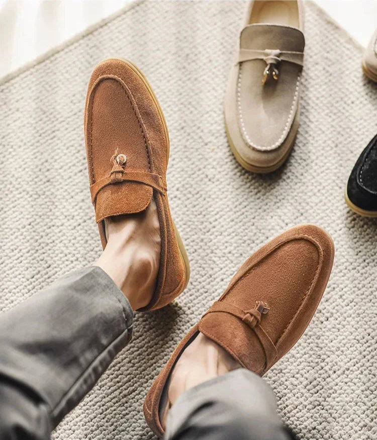 Men's Cow Suede Loafers | Comfortable Casual Slip-On Shoes | Versatile Everyday Footwear for Men