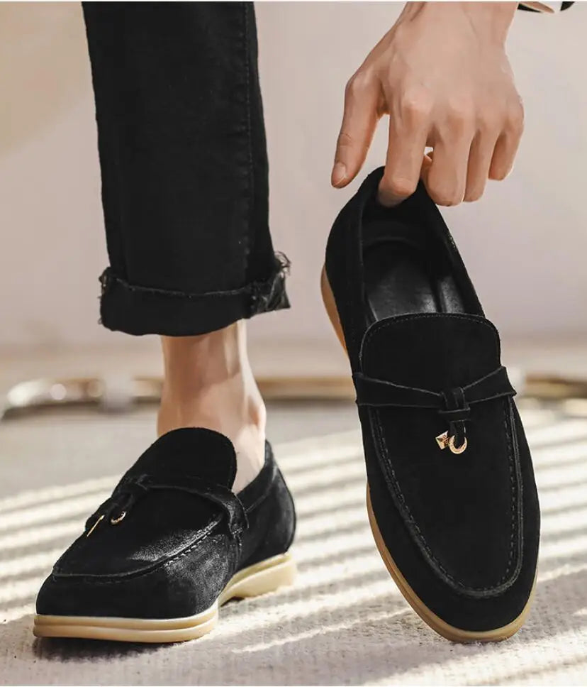 Men's Cow Suede Loafers | Comfortable Casual Slip-On Shoes | Versatile Everyday Footwear for Men