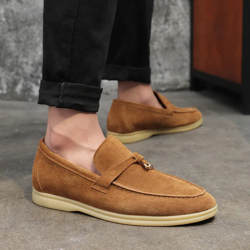 Men's Cow Suede Loafers | Comfortable Casual Slip-On Shoes | Versatile Everyday Footwear for Men