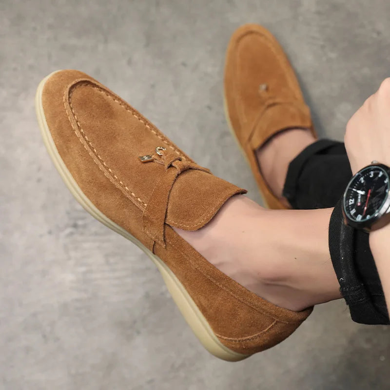 Men's Cow Suede Loafers | Comfortable Casual Slip-On Shoes | Versatile Everyday Footwear for Men