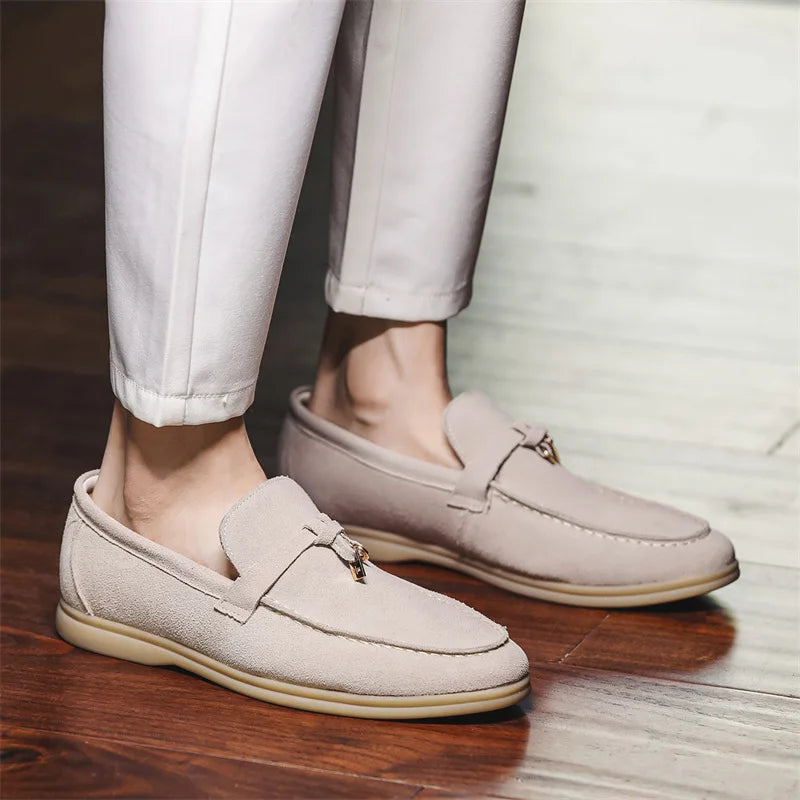 Men's Cow Suede Loafers | Comfortable Casual Slip-On Shoes | Versatile Everyday Footwear for Men