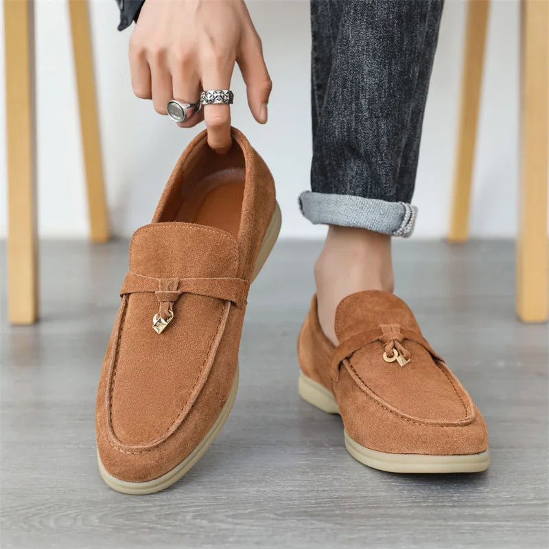 Men's Cow Suede Loafers | Comfortable Casual Slip-On Shoes | Versatile Everyday Footwear for Men