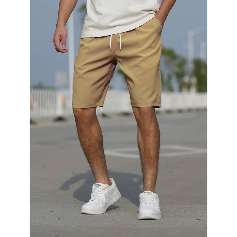 Men's Drawstring Casual Shorts - Lightweight Cotton Blend - Comfortable Everyday Wear - Available in Multiple Colors