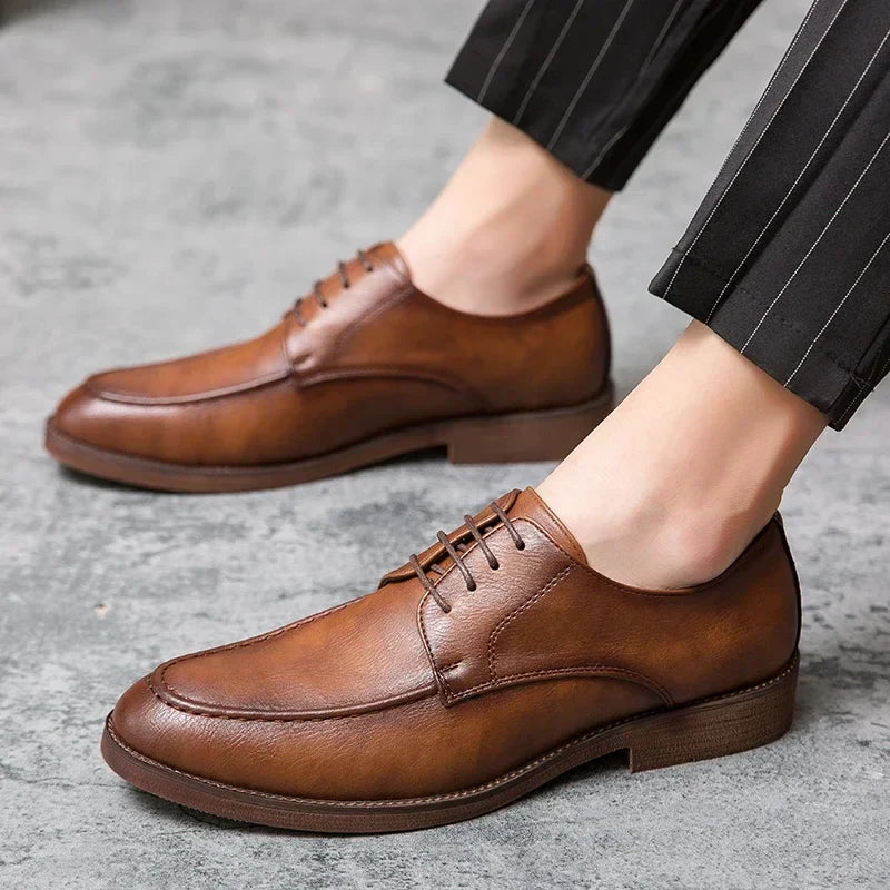 Men's Leather Oxford Shoes - Classic Formal Dress Footwear for Business and Special Occasions - Versatile Style