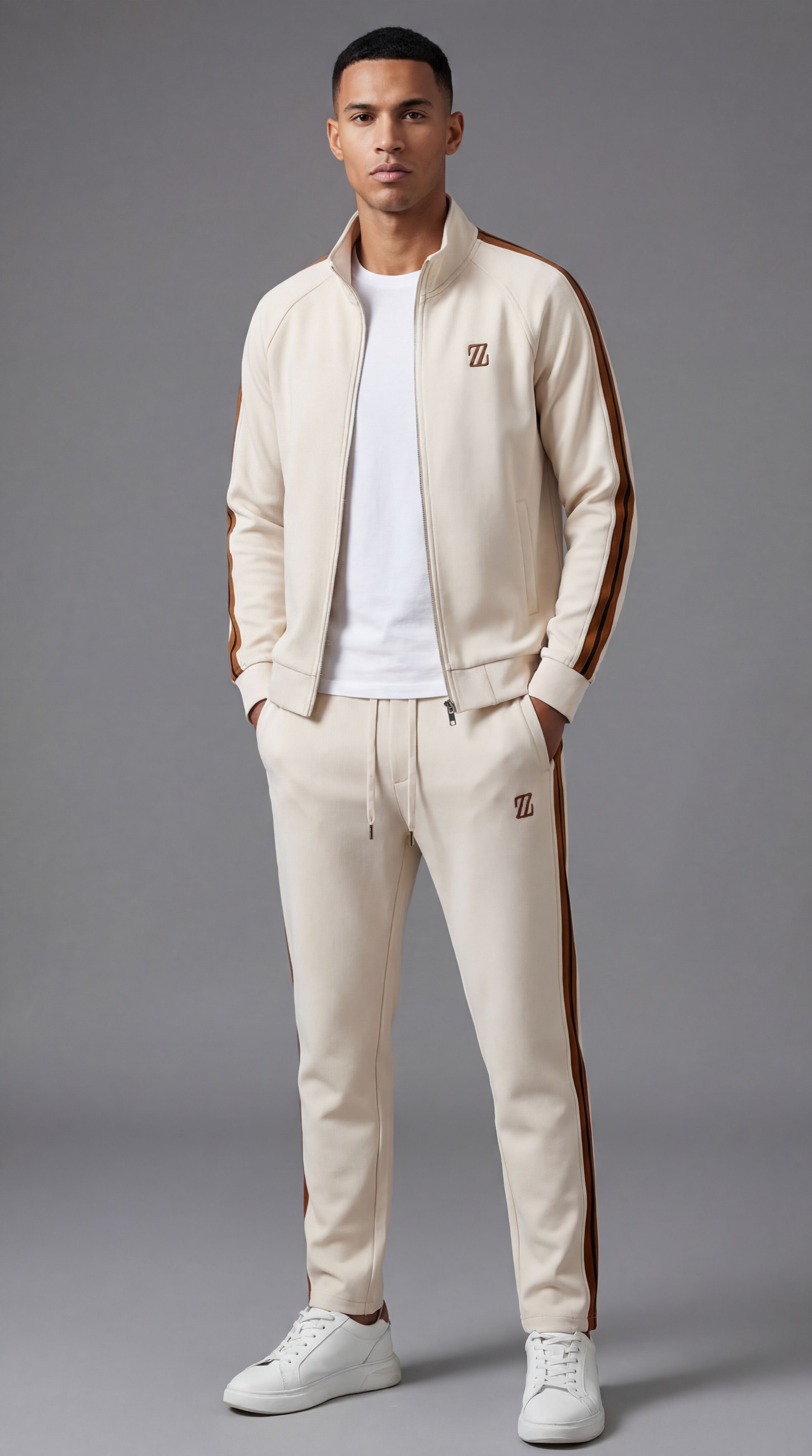 Men's Lightweight Zip Jacket and Pants Tracksuit Set - Comfortable Athletic Wear for Gym and Casual Activities