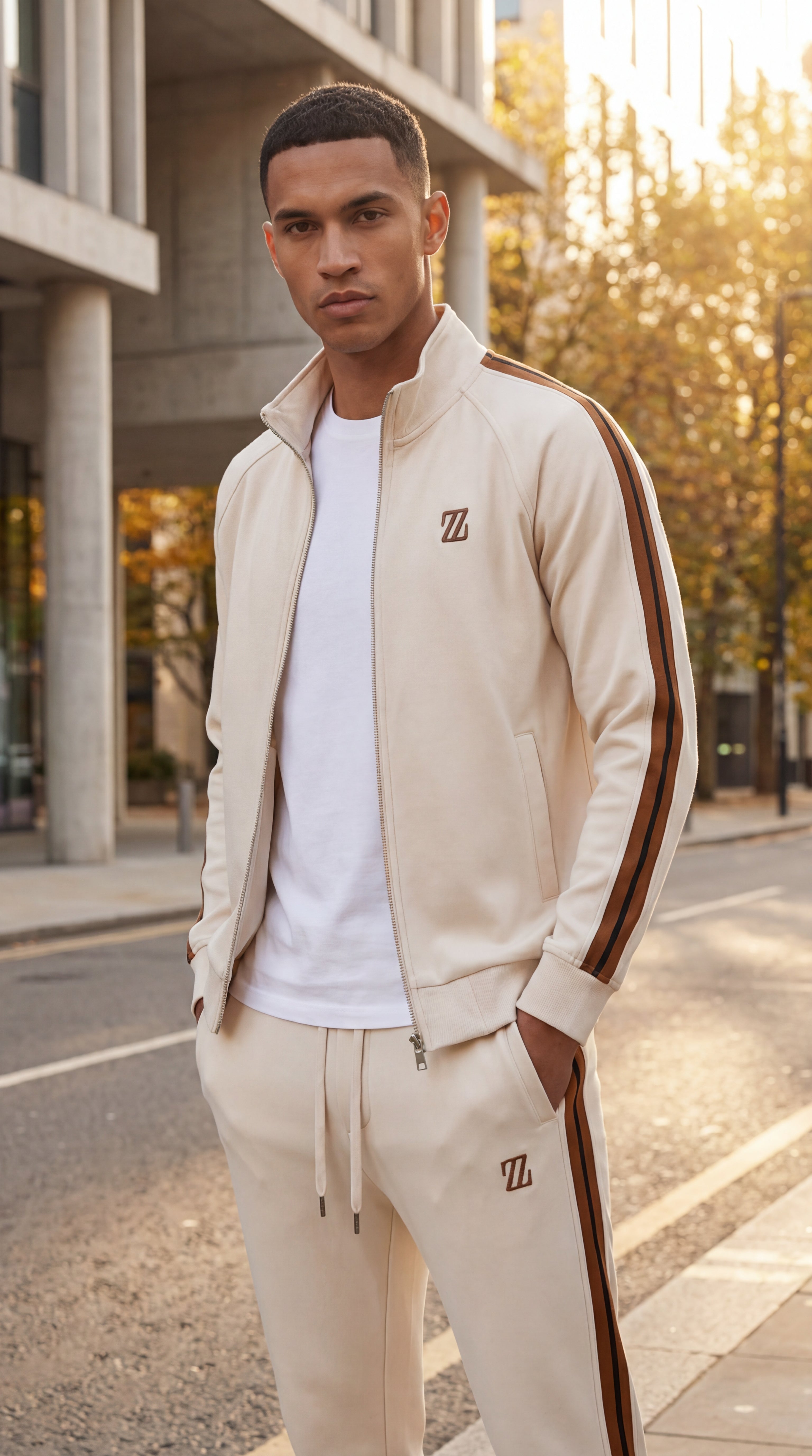 Men's Lightweight Zip Jacket and Pants Tracksuit Set - Comfortable Athletic Wear for Gym and Casual Activities