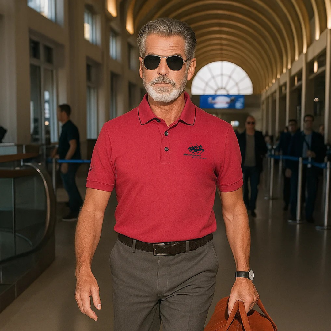 Men's Short Sleeve Polo Shirt - Contrast Tipped Collar, Embroidered Chest Design - Casual Wear for Everyday Style