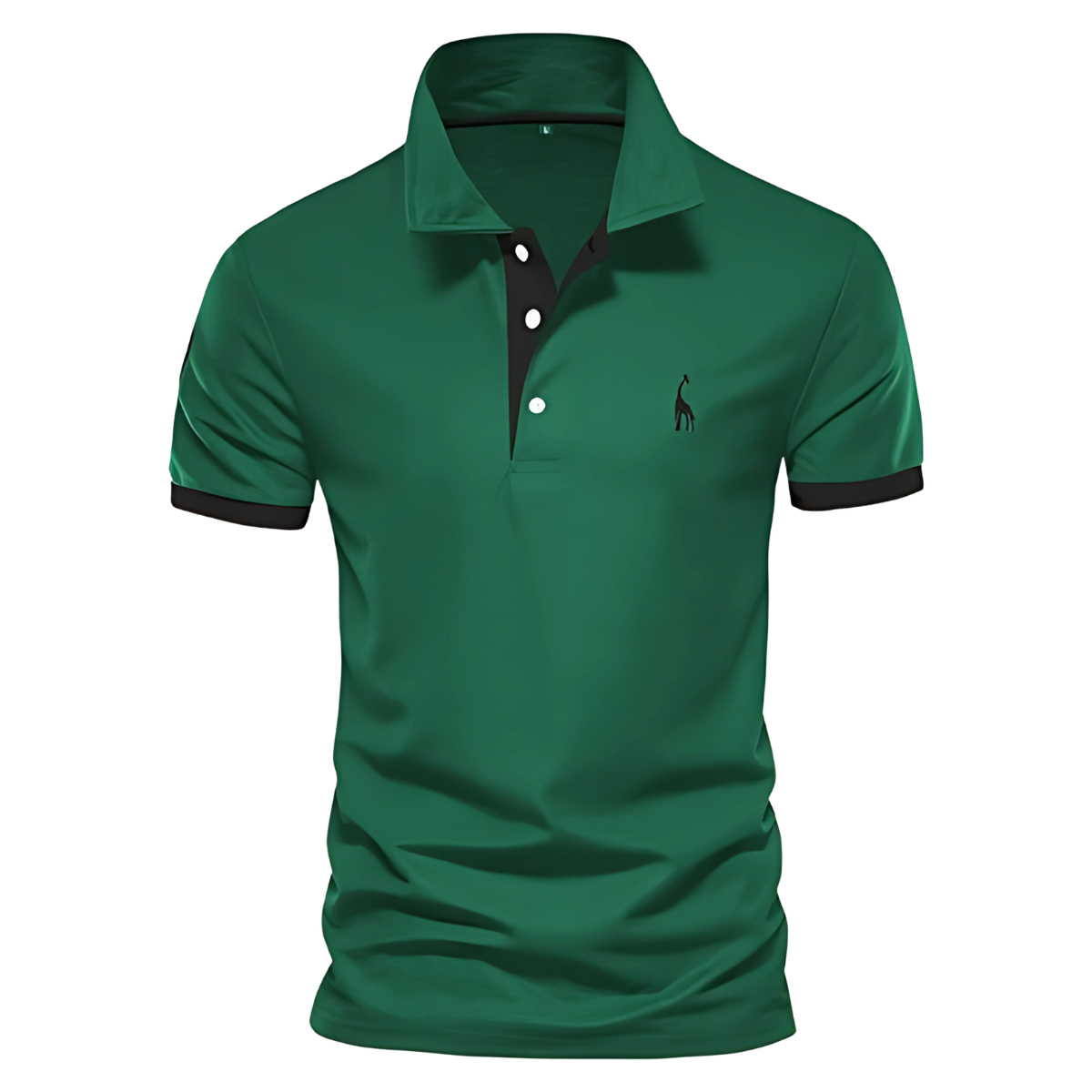 Men's Short Sleeve Polo Shirt with Contrast Placket and Embroidered Motif for Casual Wear
