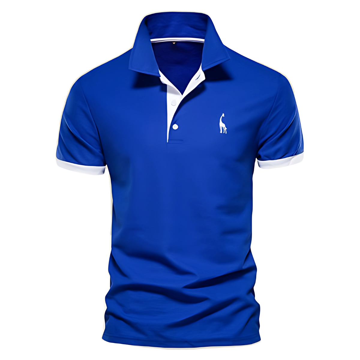 Men's Short Sleeve Polo Shirt with Contrast Placket and Embroidered Motif for Casual Wear