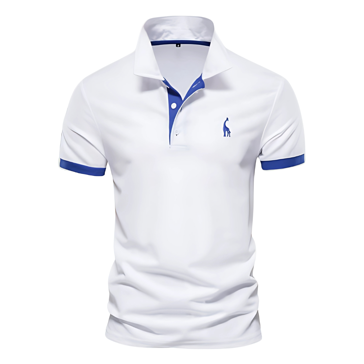 Men's Short Sleeve Polo Shirt with Contrast Placket and Embroidered Motif for Casual Wear