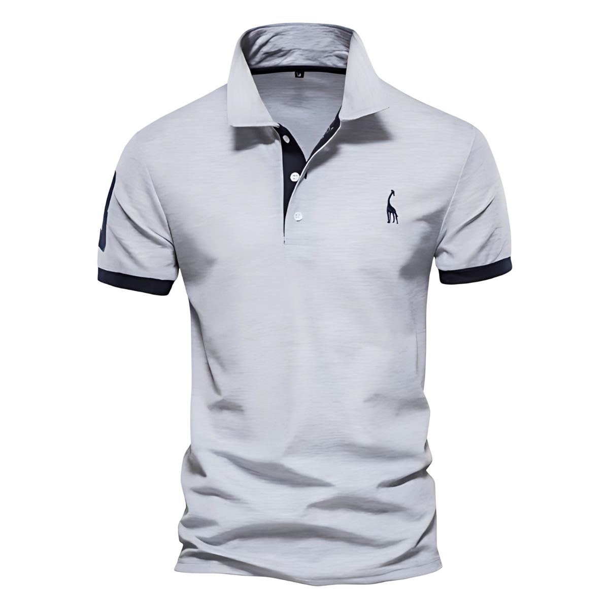 Men's Short Sleeve Polo Shirt with Contrast Placket and Embroidered Motif for Casual Wear