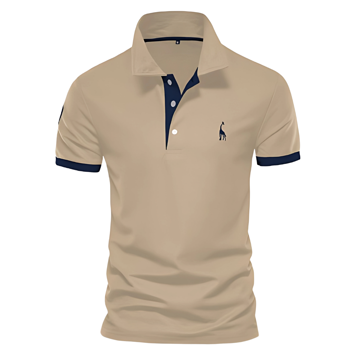 Men's Short Sleeve Polo Shirt with Contrast Placket and Embroidered Motif for Casual Wear