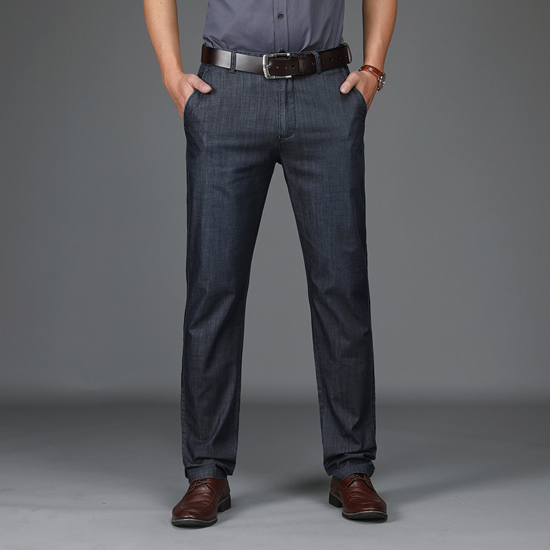 Men's Straight-Leg Pants with Belt Loops, Front Pockets, Casual Style for Everyday Wear, Versatile Cotton Blend Fabric