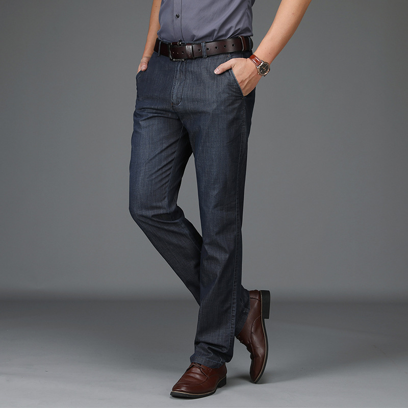 Men's Straight-Leg Pants with Belt Loops, Front Pockets, Casual Style for Everyday Wear, Versatile Cotton Blend Fabric