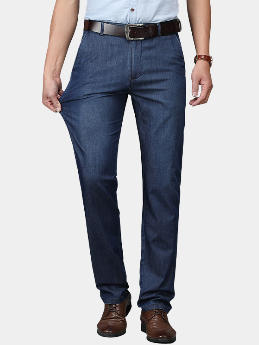 Men's Straight-Leg Pants with Belt Loops, Front Pockets, Casual Style for Everyday Wear, Versatile Cotton Blend Fabric