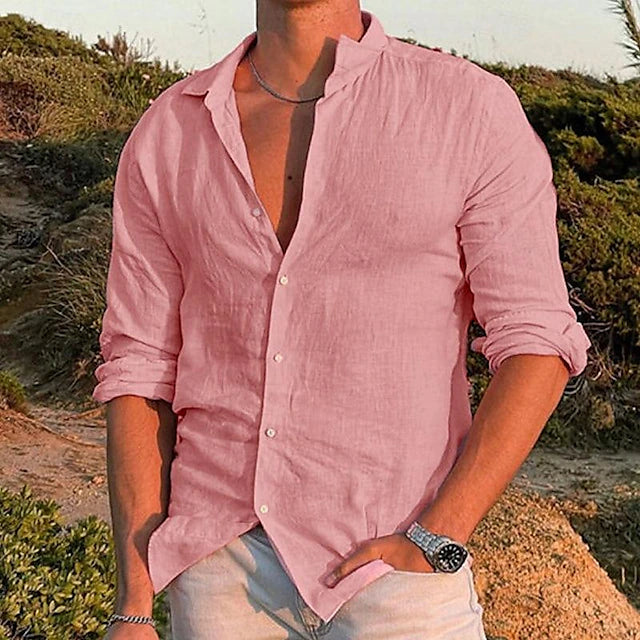 Men's Summer Linen Cotton Blend Shirt - Lightweight, Breathable Casual Wear for Warm Weather
