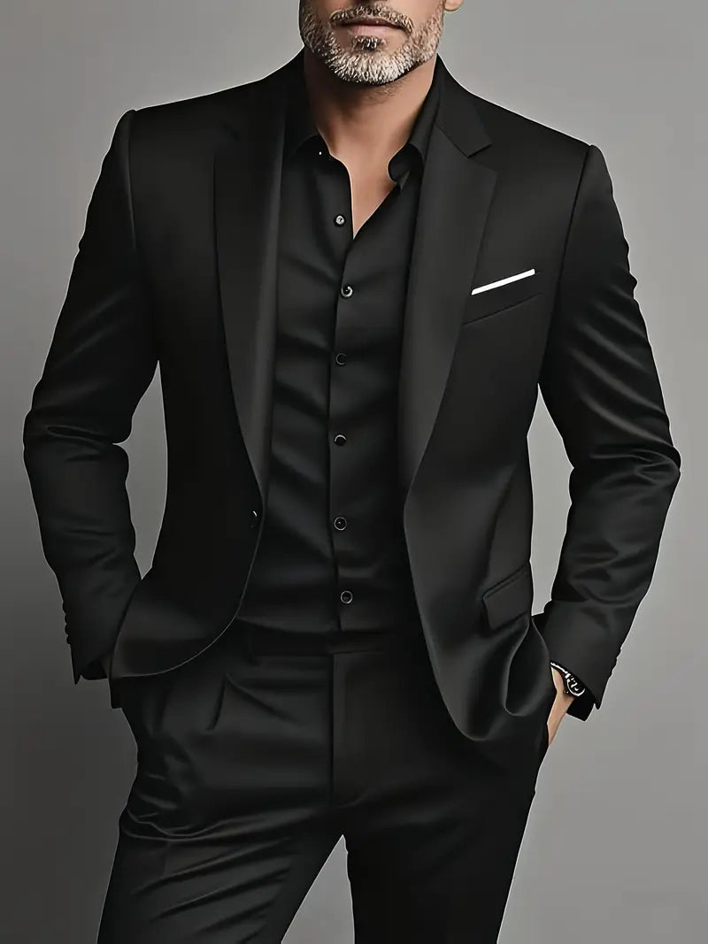 Men's Tailored Two-Piece Suit in Premium Fabric for Formal Events and Business Attire