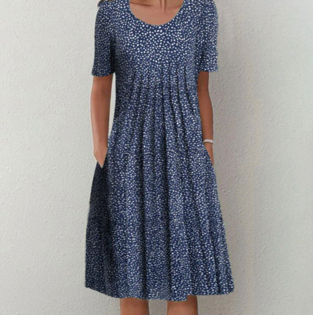 Patterned Women's Midi Dress - Lightweight Fabric, Casual Style for Everyday Wear