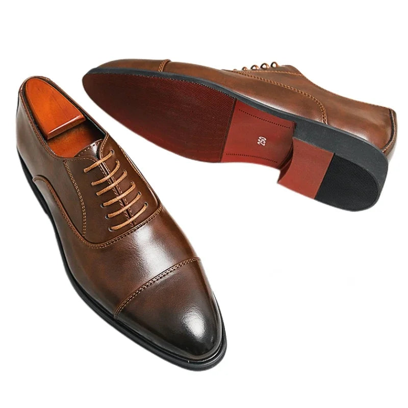 Red Leather Oxford Shoes for Men | Classic Dress Footwear for Formal and Casual Events