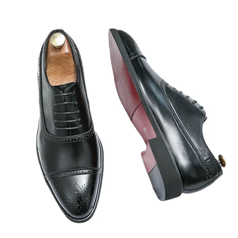 Red Leather Oxford Shoes for Men | Classic Dress Footwear for Formal and Casual Events